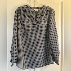Kenar Black White Lightweight Pullover Blouse Size Small Business Casual